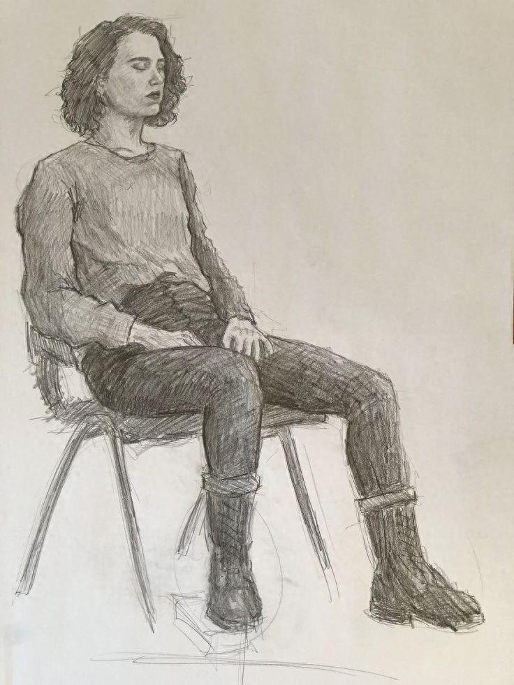 单人 坐姿 速写 临摹 图片