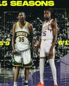 ​美媒晒杜兰特的身高！相比刚进入联盟 KD目前“长高”了5厘米