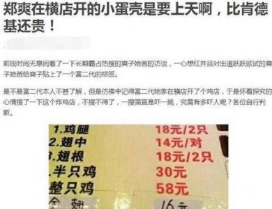 ​郑爽横店韩式炸鸡店肿么被砸？真是由于价格贵到惊死宝宝？