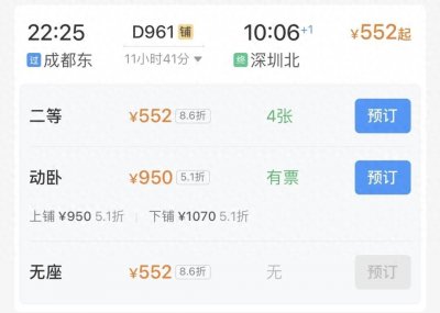 ​1月6日起卧铺动车开行，成都一觉睡醒到深圳