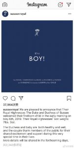 ​又一位小王子！哈里王子激动宣布梅根王妃诞下男婴