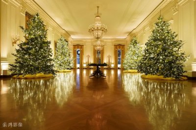 ​白宫2020年圣诞装饰亮相 富丽堂皇犹如金色城堡