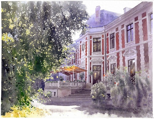 清新通透的画面,引人入深的美景,一组超好看的水彩风景绘画作品