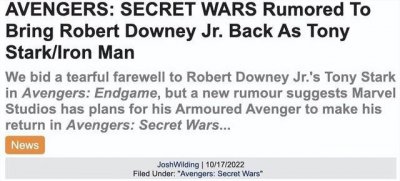 ​钢铁侠将回归《复联 6》，网友：复活者联盟？