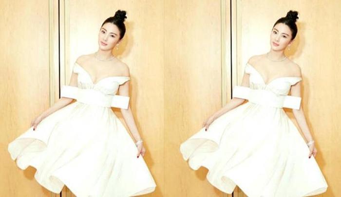 张雨绮真敢穿, 这尺度柳岩都脸红, 网友: 真担心肩带会滑落